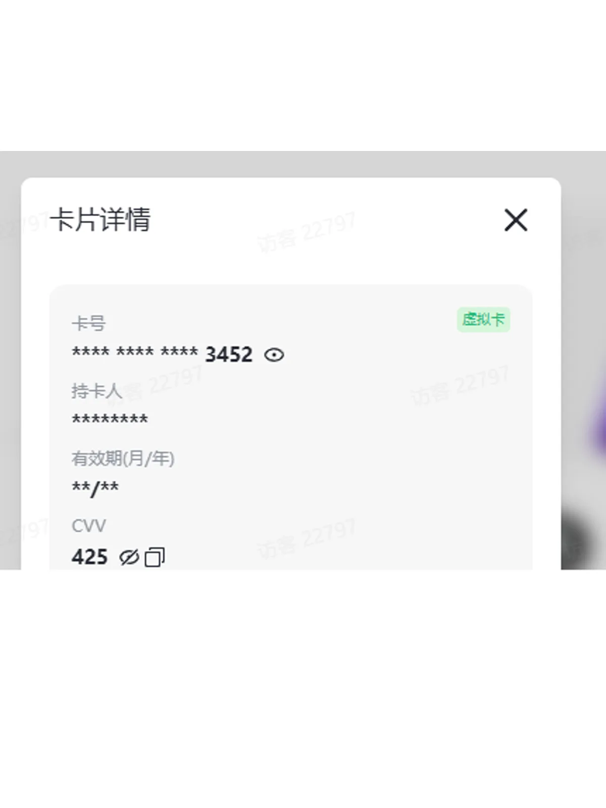 Roogoo 卡片详情和安全码查看入口